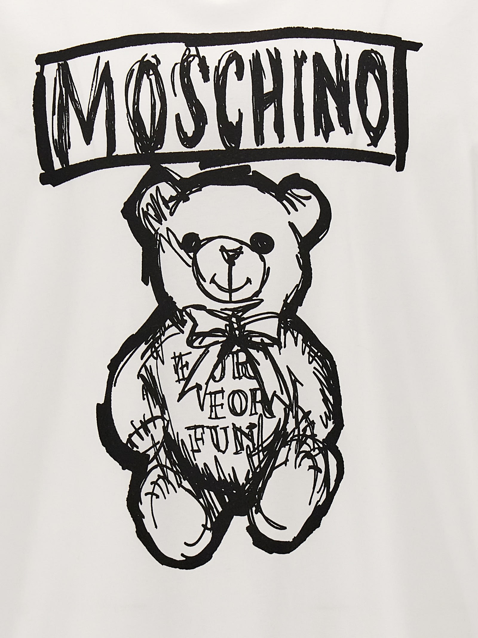 Shop Moschino Logo Print T-shirt In White/black