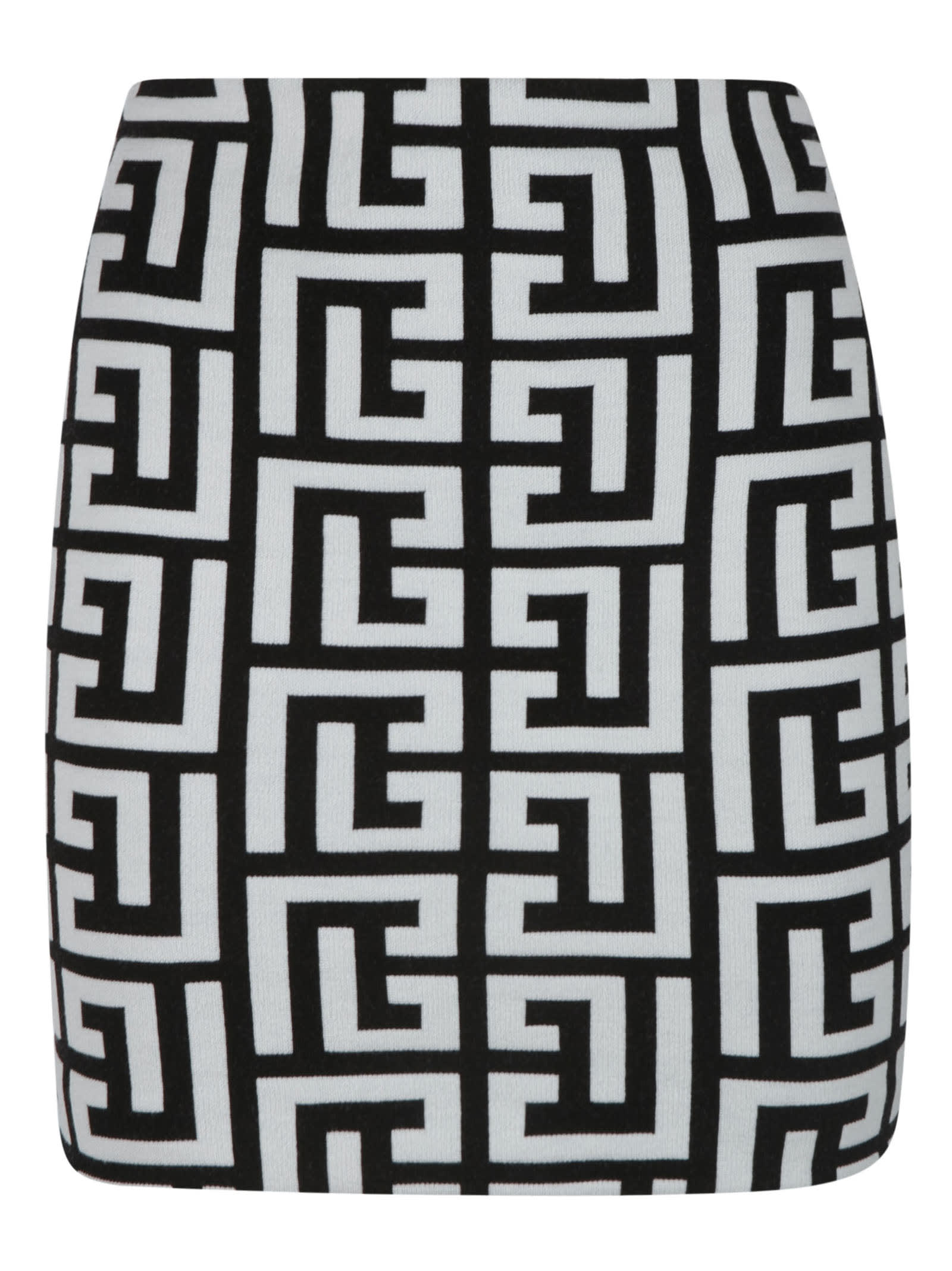 Balmain Rear Zip Logo Mini Skirt