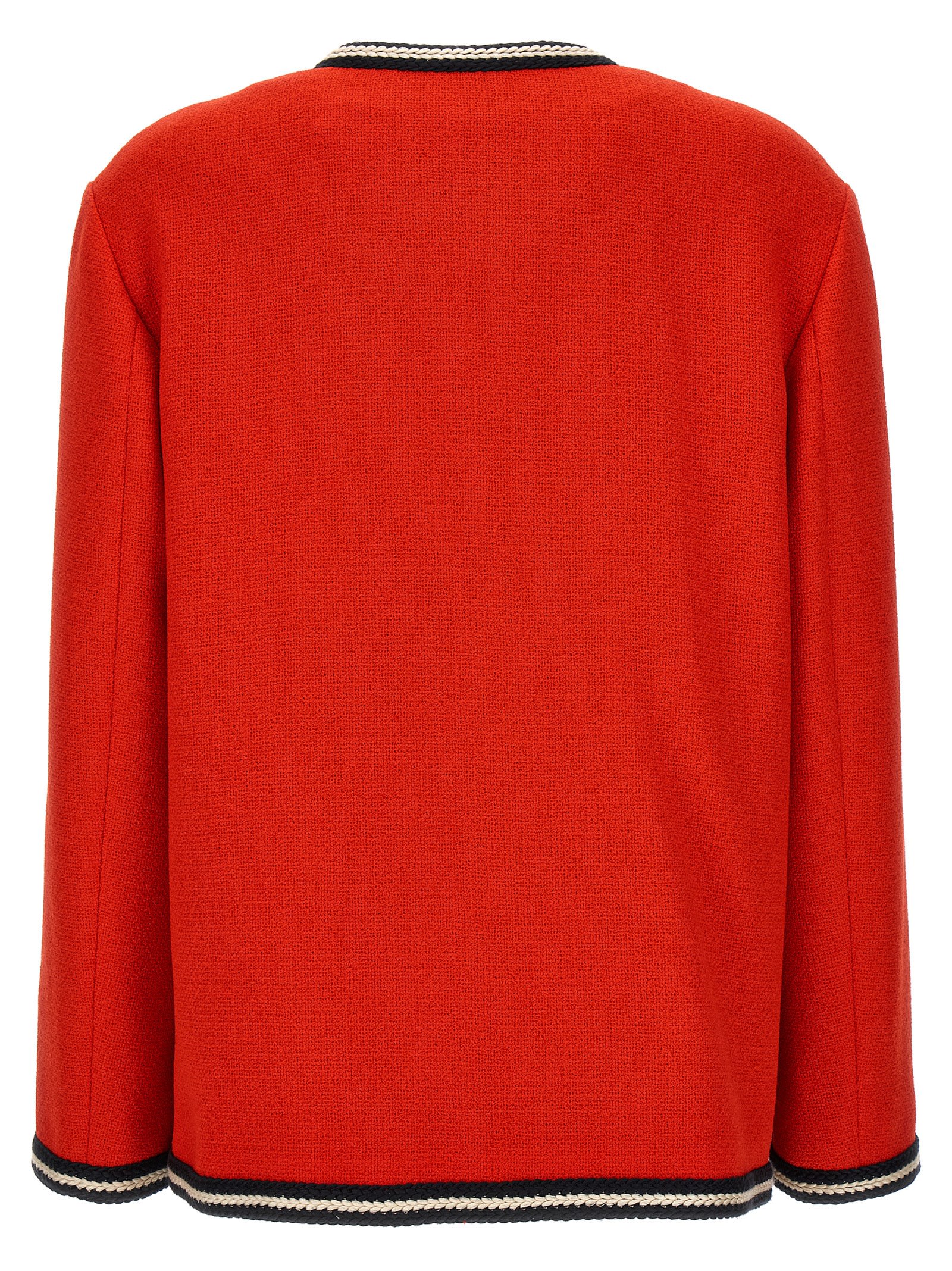 Shop Gucci Gg Tondo Tweed Jacket In Red