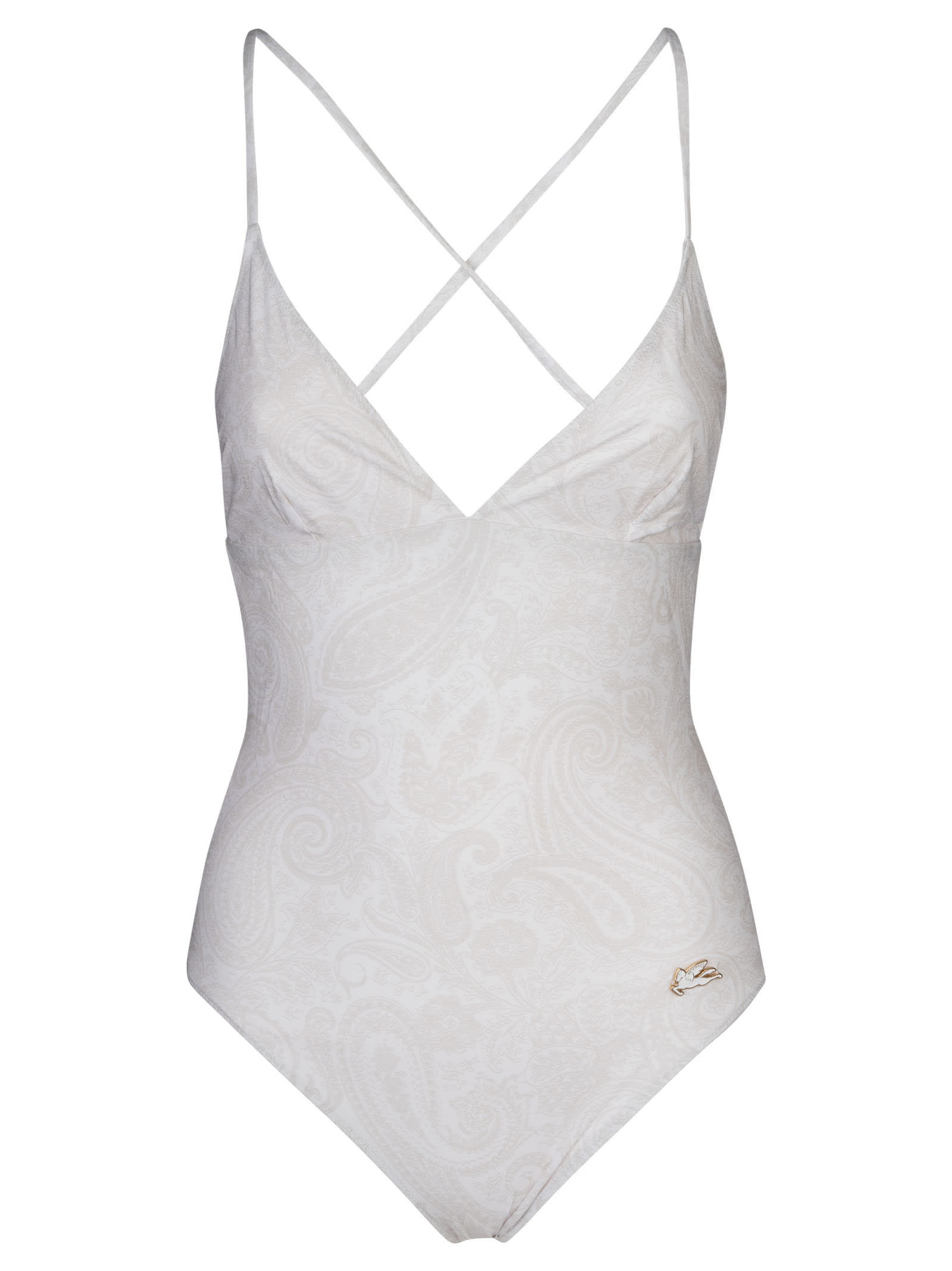 Shop Etro Exposed Back Laced One-piece Swimsuit In C