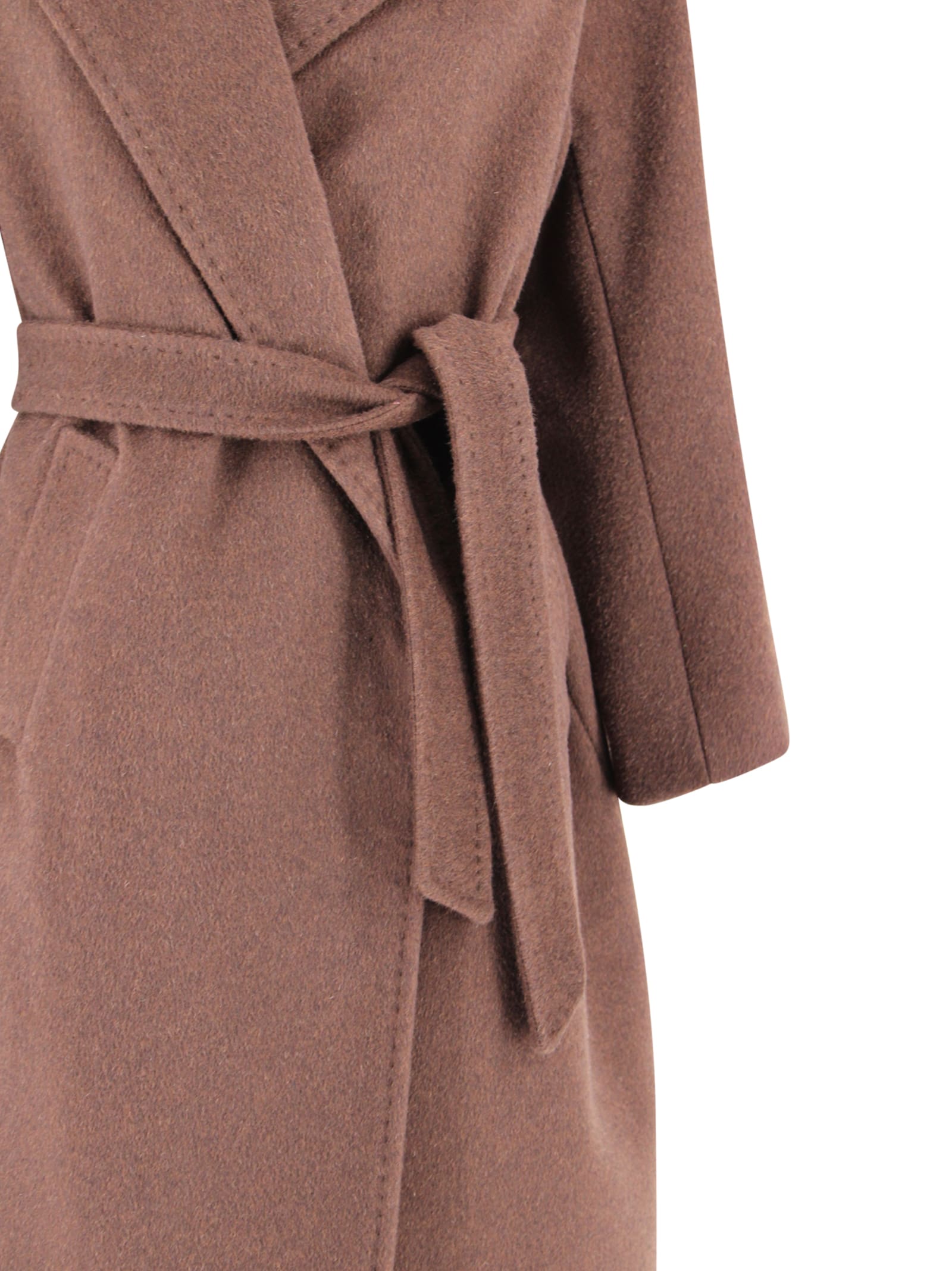 Weekend Max Mara Resina Belted Double-breasted Coat In Brown