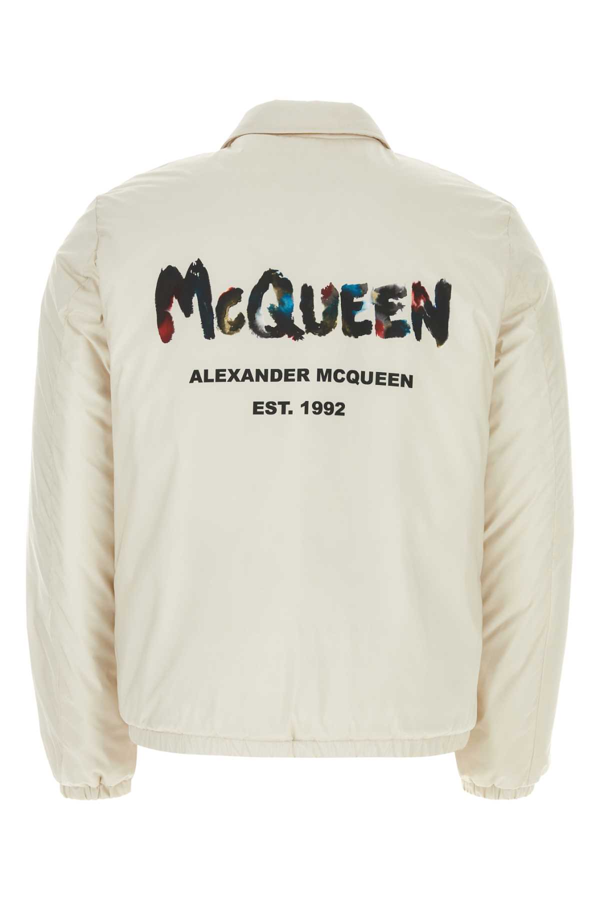 Shop Alexander Mcqueen Sand Polyester Padded Jacket In 1241