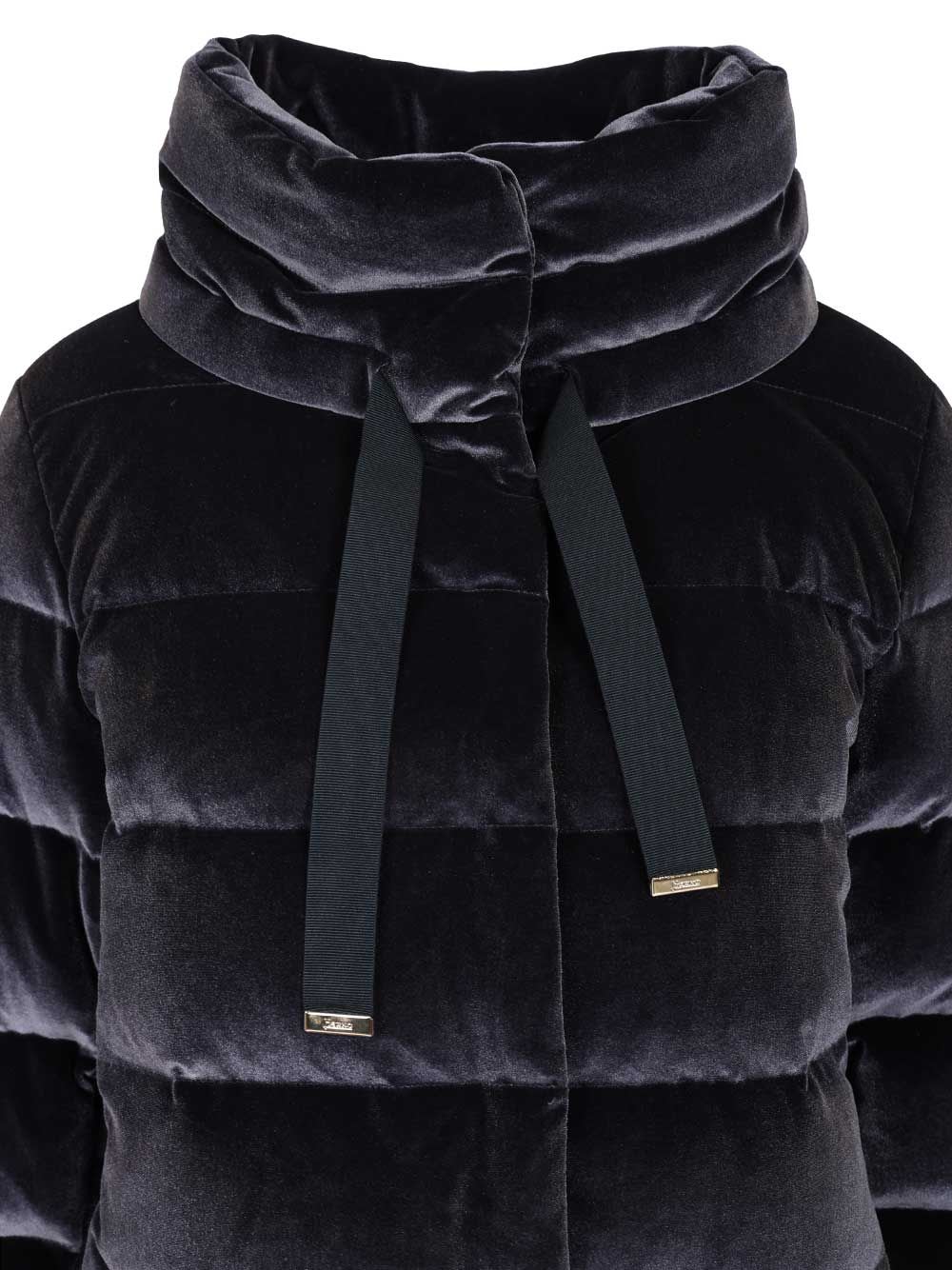 Herno Velvet Padded Down Jacket In Blue