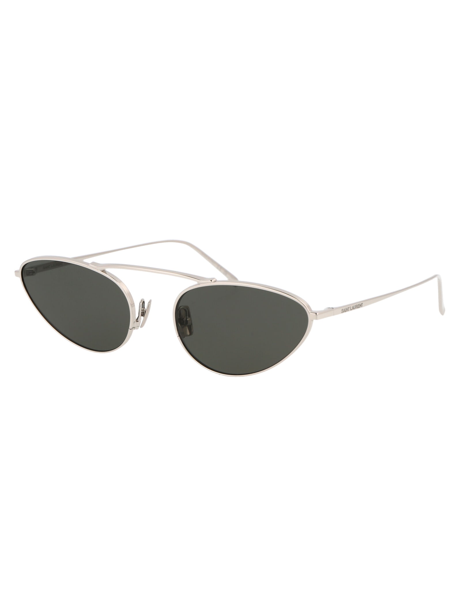 Shop Saint Laurent Sl 538 Sunglasses In 002 Silver Silver Grey