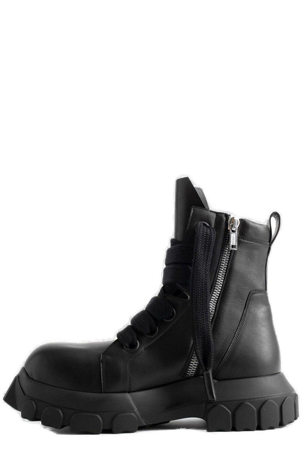 Shop Rick Owens Jumbo Laced Bozo Tractor Chunky Boots In Black