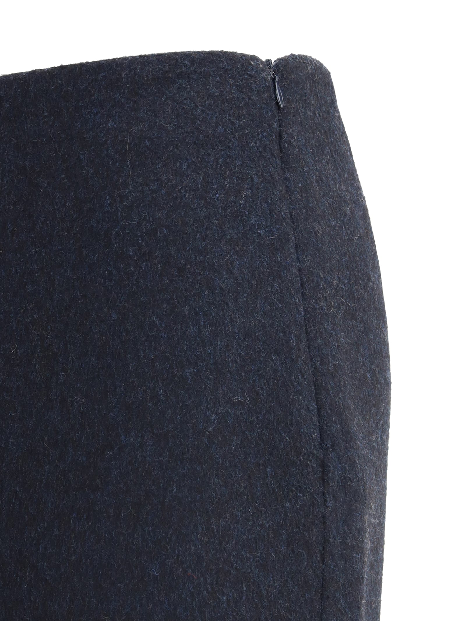Brunello Cucinelli Virgin Wool Midi Skirt In Blue