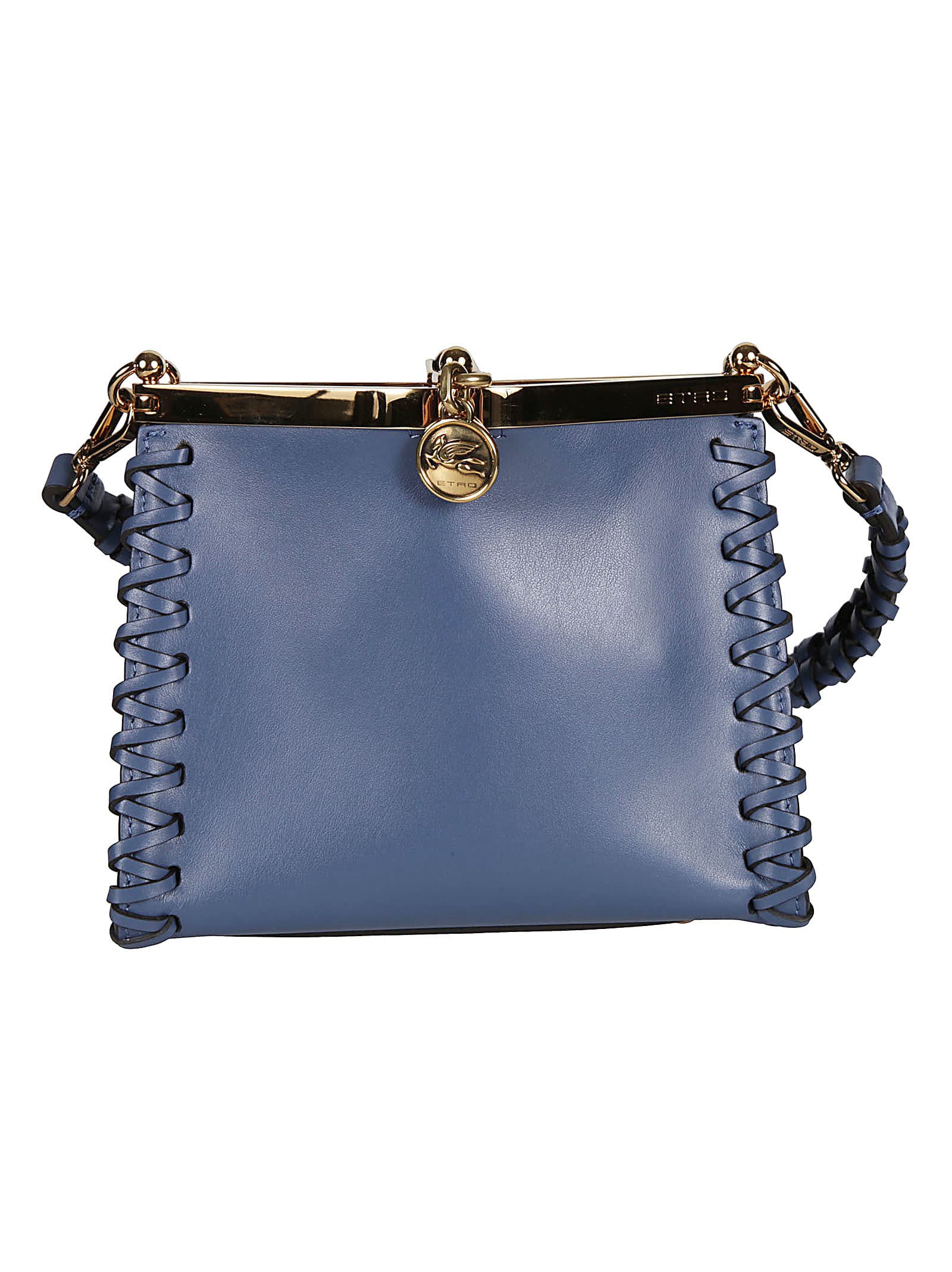 Etro Button Snap-lock Shoulder Bag In Blue