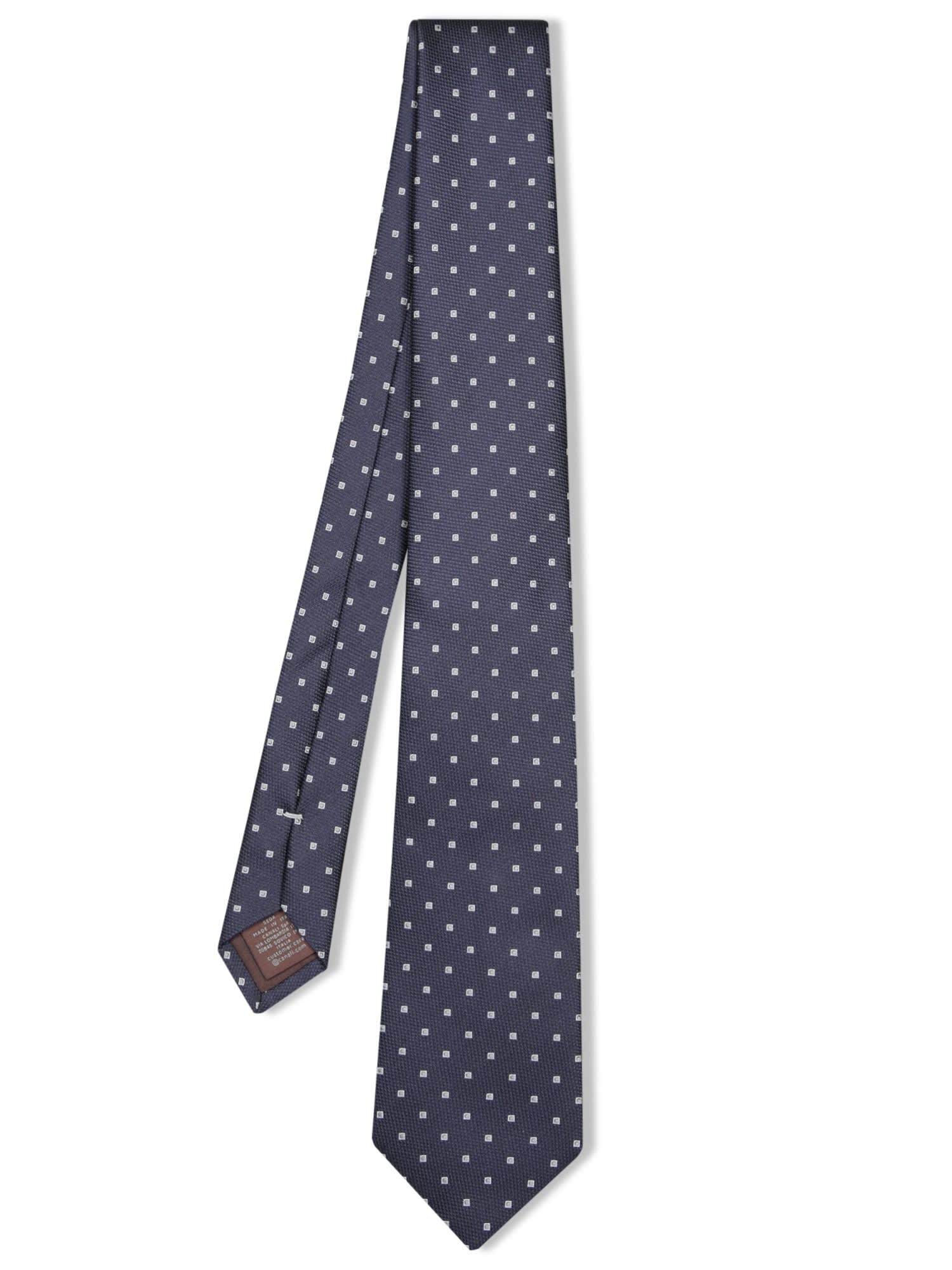 Canali Blue Silk Tie With Geometric Pattern In Blue