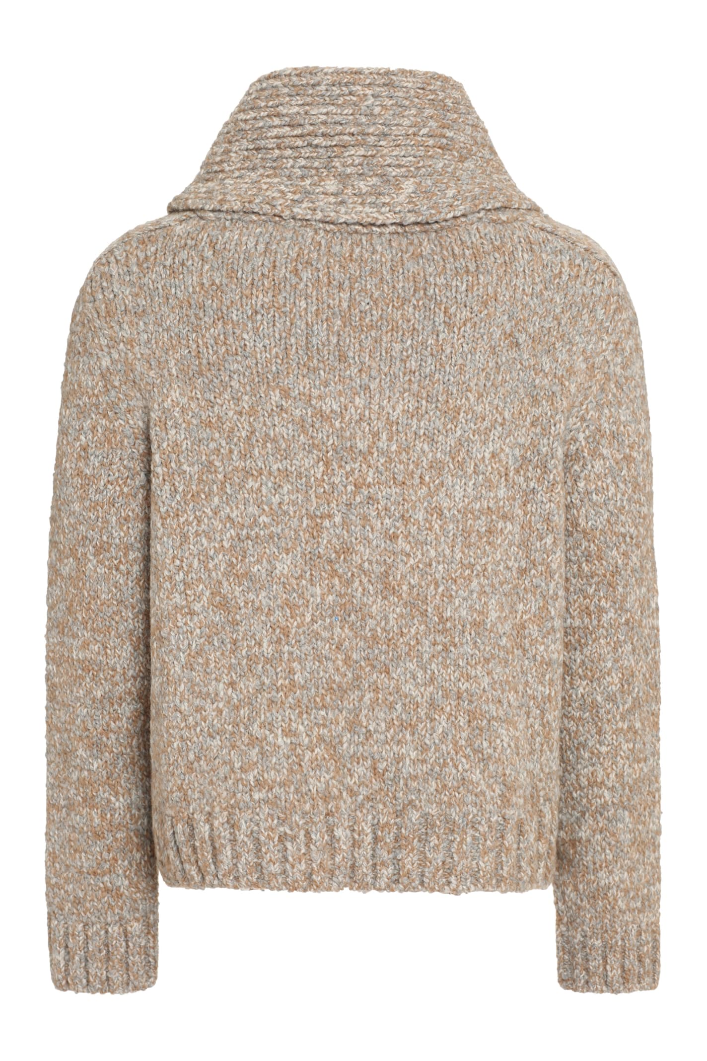 Shop Bottega Veneta Wool Blend Sweater In Camel-grey Melange