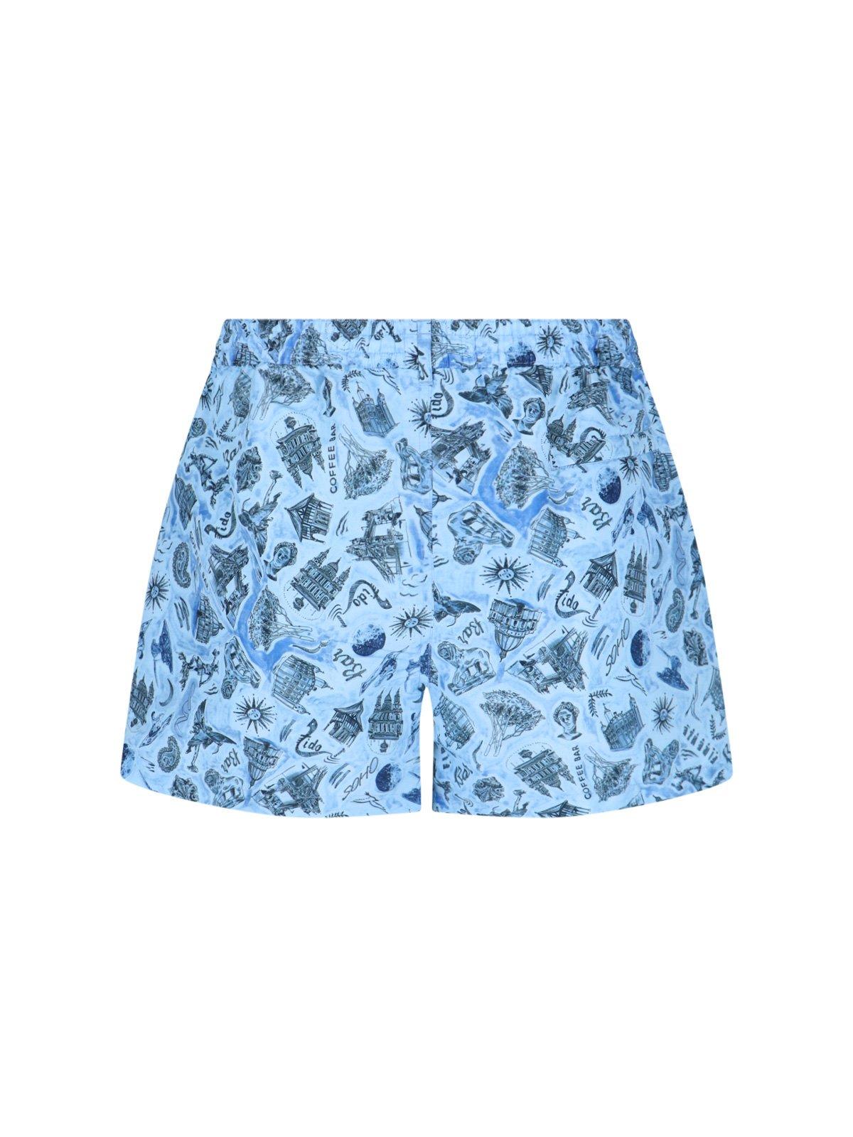 Paul Smith Blue 'souvenir' Print Swim Shorts