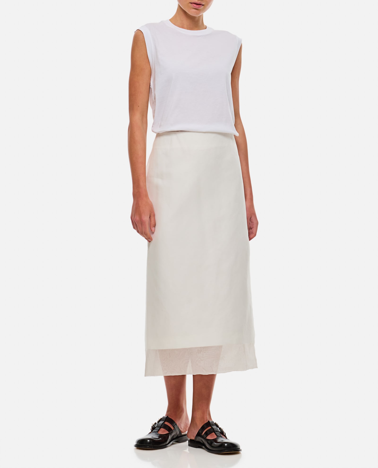 Sportmax Aceti Double Layer Midi Skirt In White