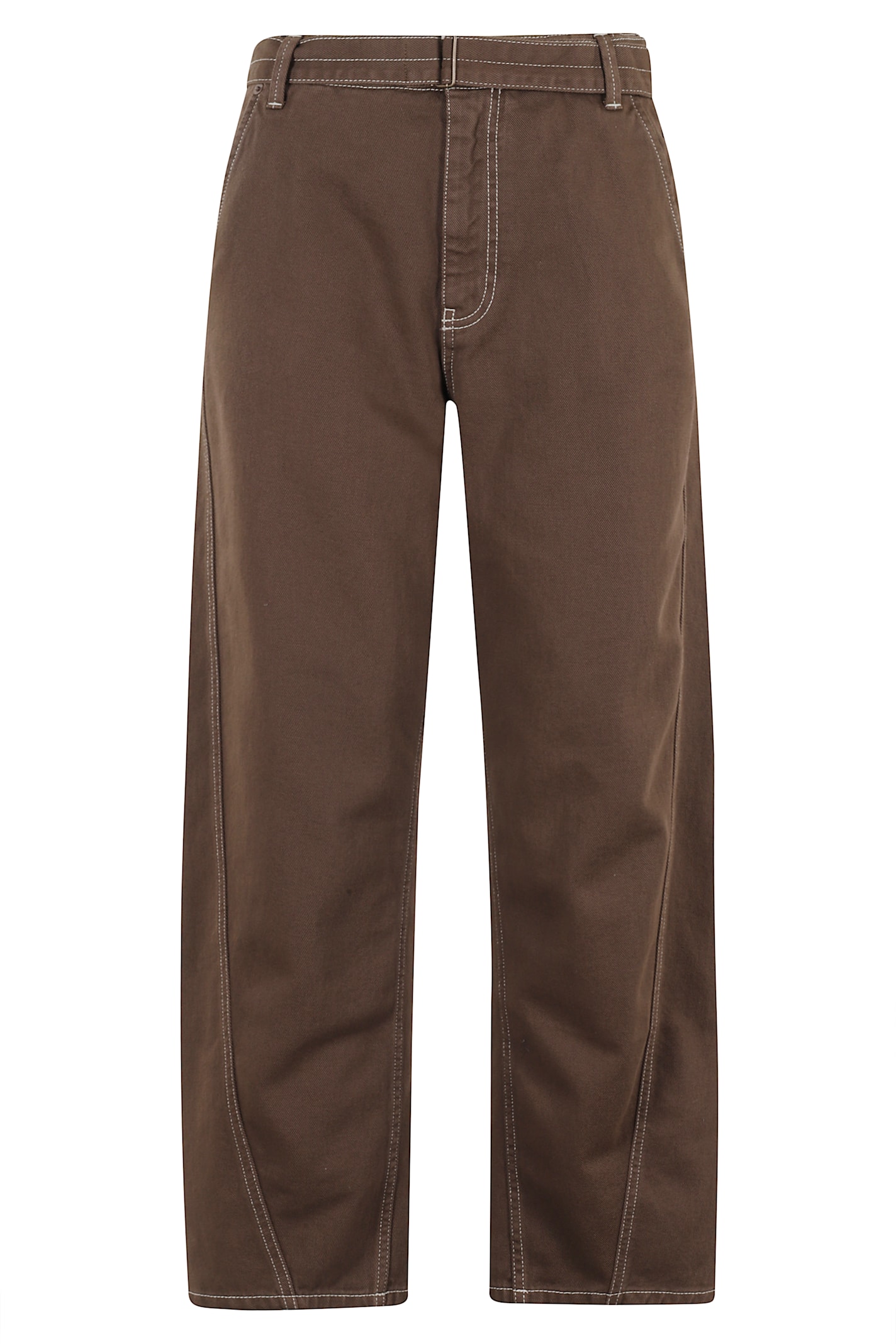 Semicouture Straight Leg Pants With Contrast Stitching In Gray