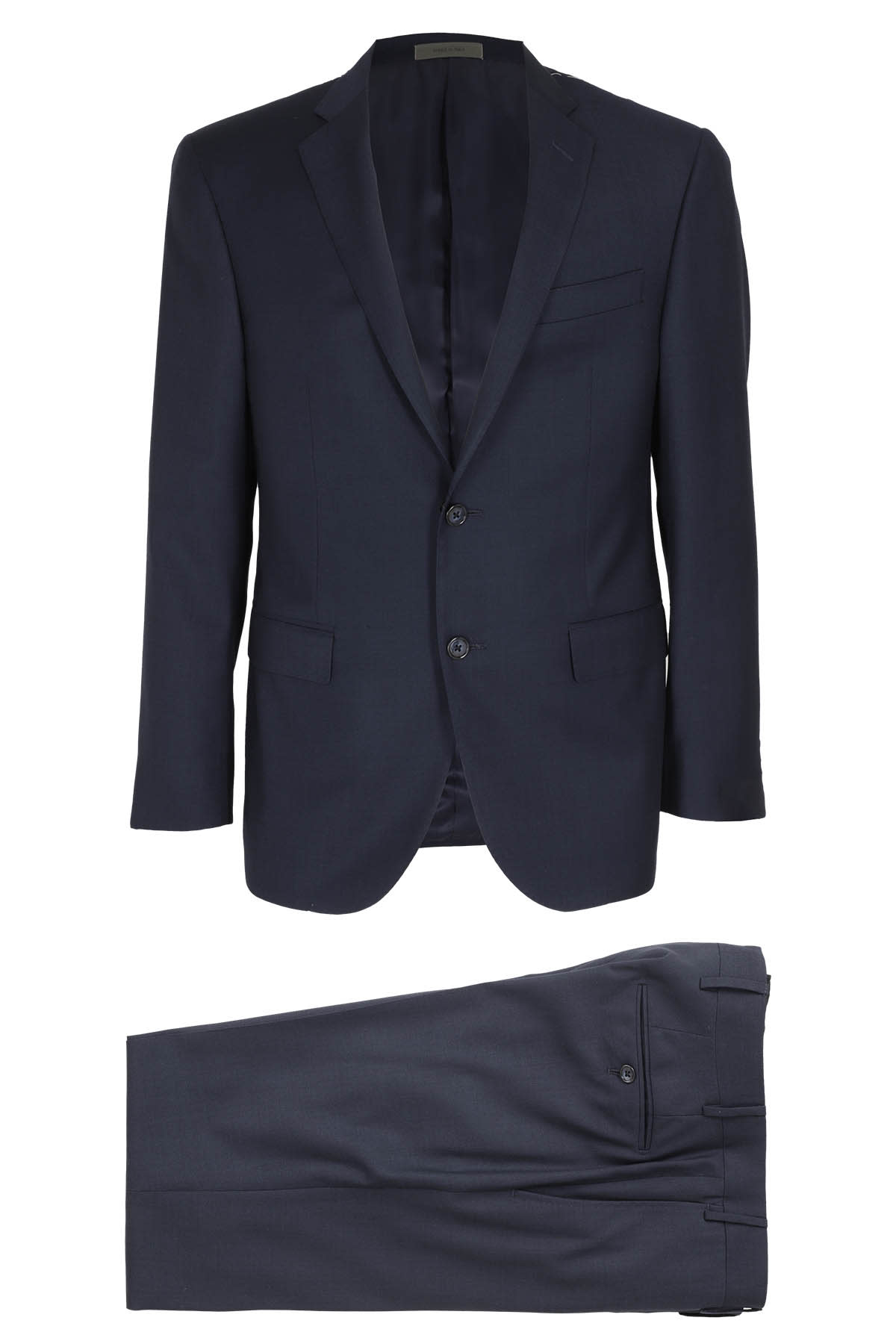 Corneliani Single-breasted Wool Twill Suit With Front Pockets In Blu Aperto