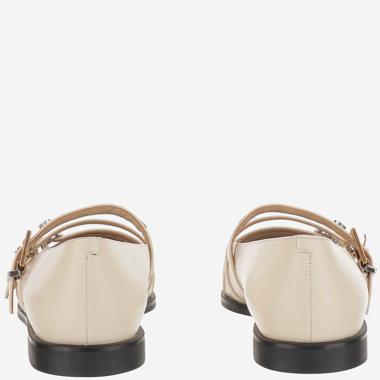 Pinko Buckle-embellished Pointed Ballet Flats In White