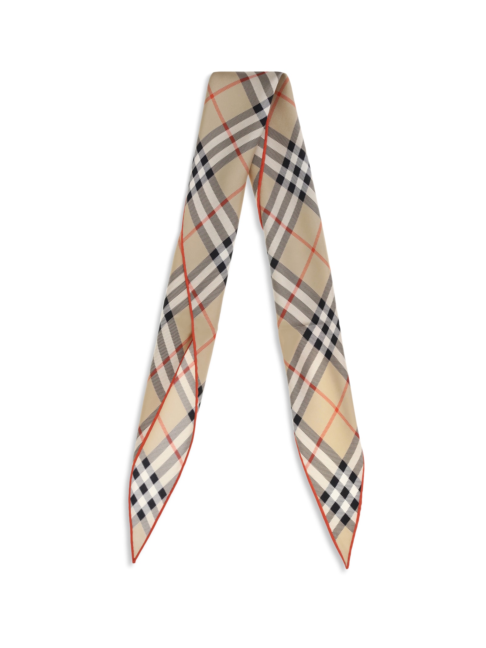 Burberry Silk Check Scarf In Brown
