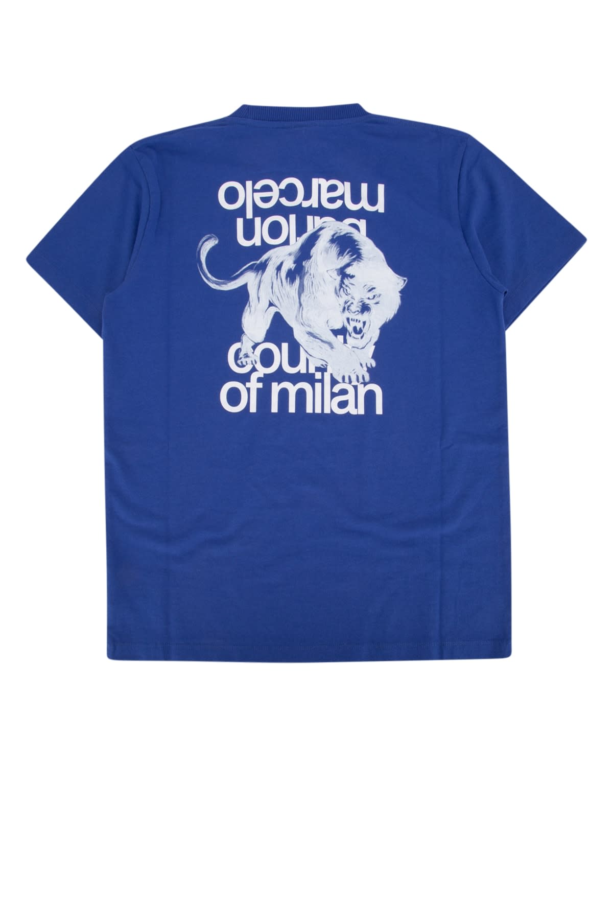 Marcelo Burlon County Of Milan Mbcm Panther Regular T-shirt Blue White In Bluewhite