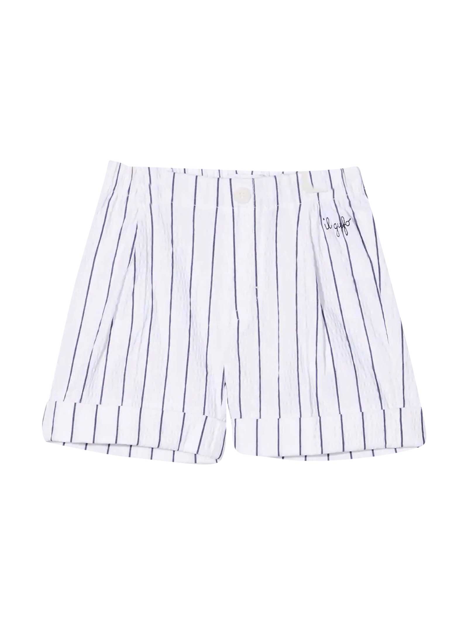 Il Gufo Pinstripe Shorts With Embroidery