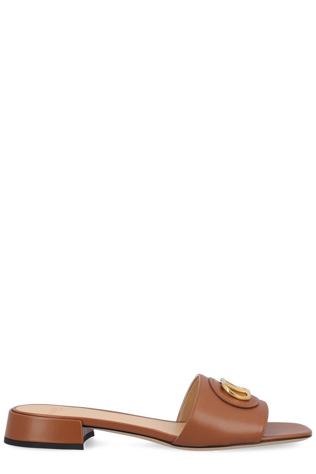 Valentino Vlogo Signature Leather Sandal In Brown