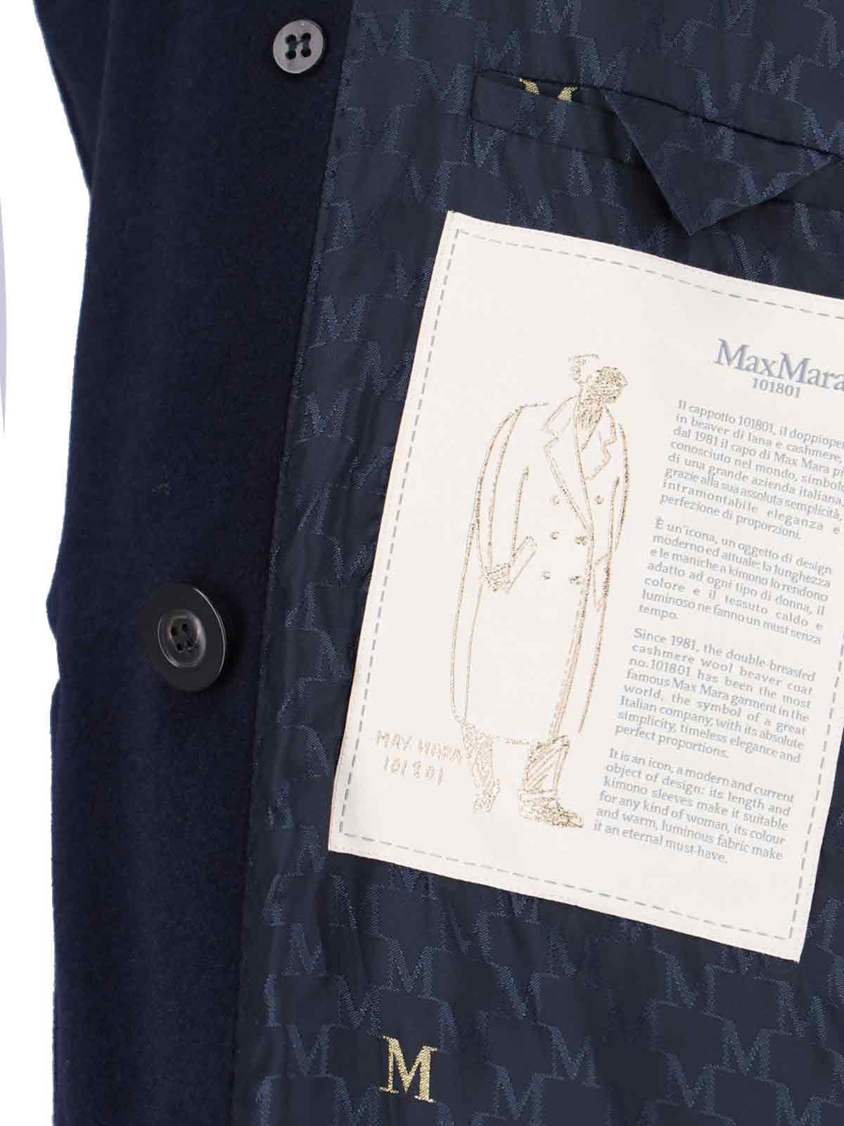 Max Mara 101801 Double-breasted Coat In Blue