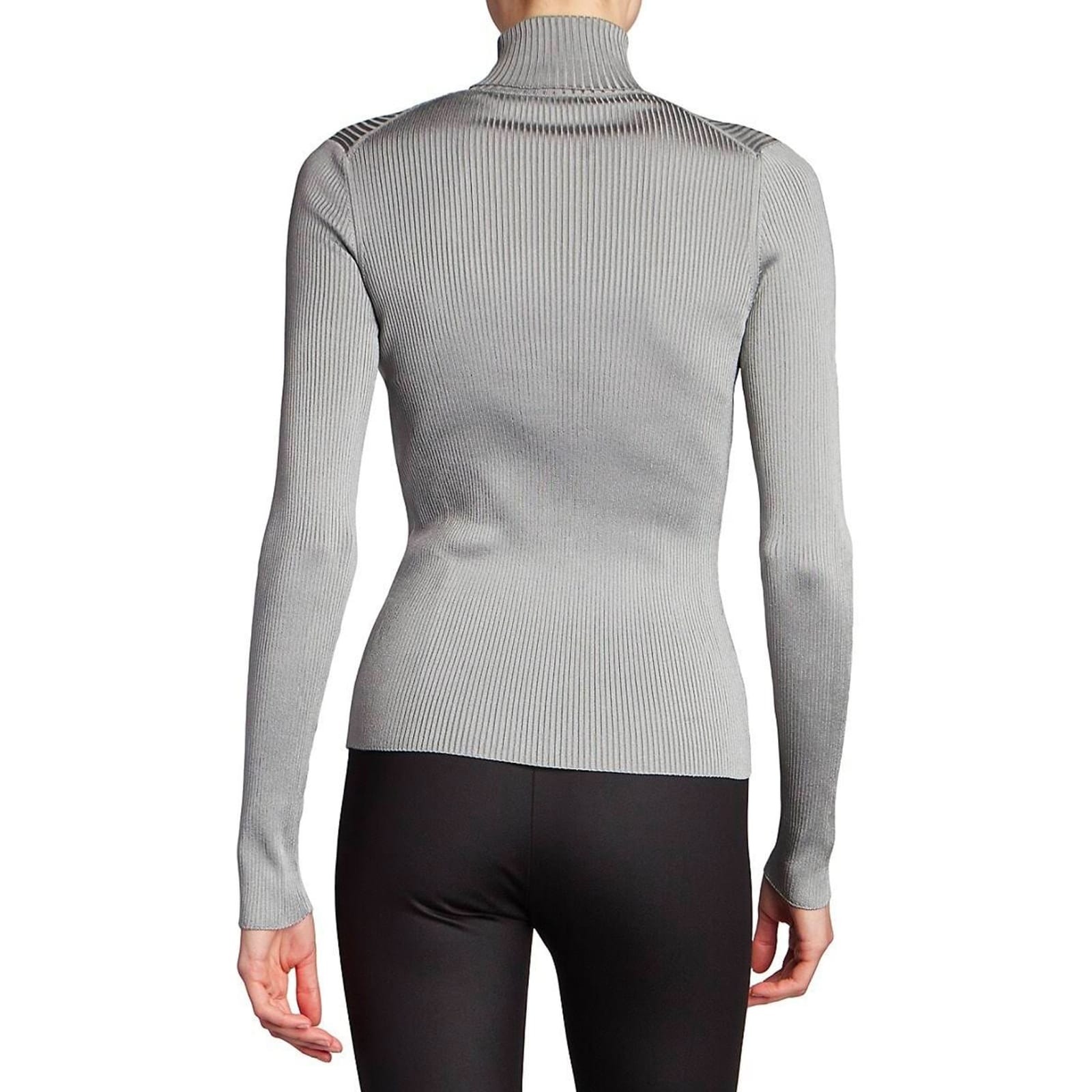 Shop Balenciaga Ribbed Turtleneck Sweater In Gray