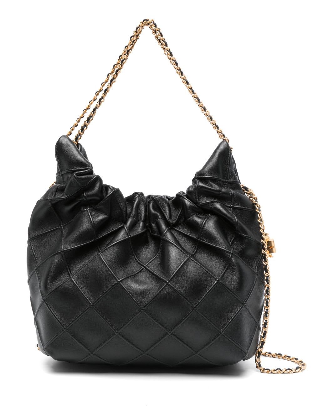Tory Burch Fleming Mini Leather Hobo Bag In Black