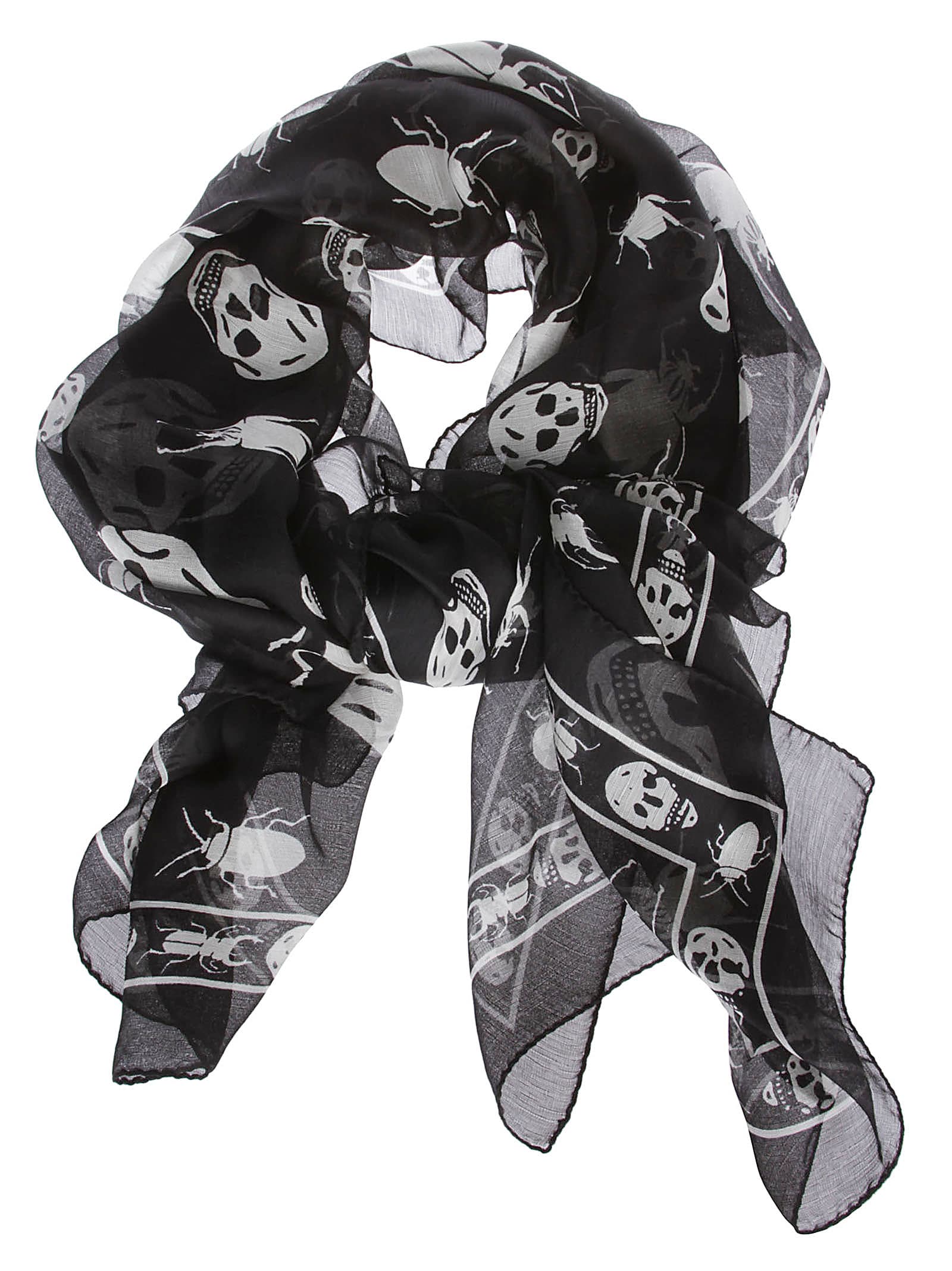 alexander mcqueen skull silk scarf