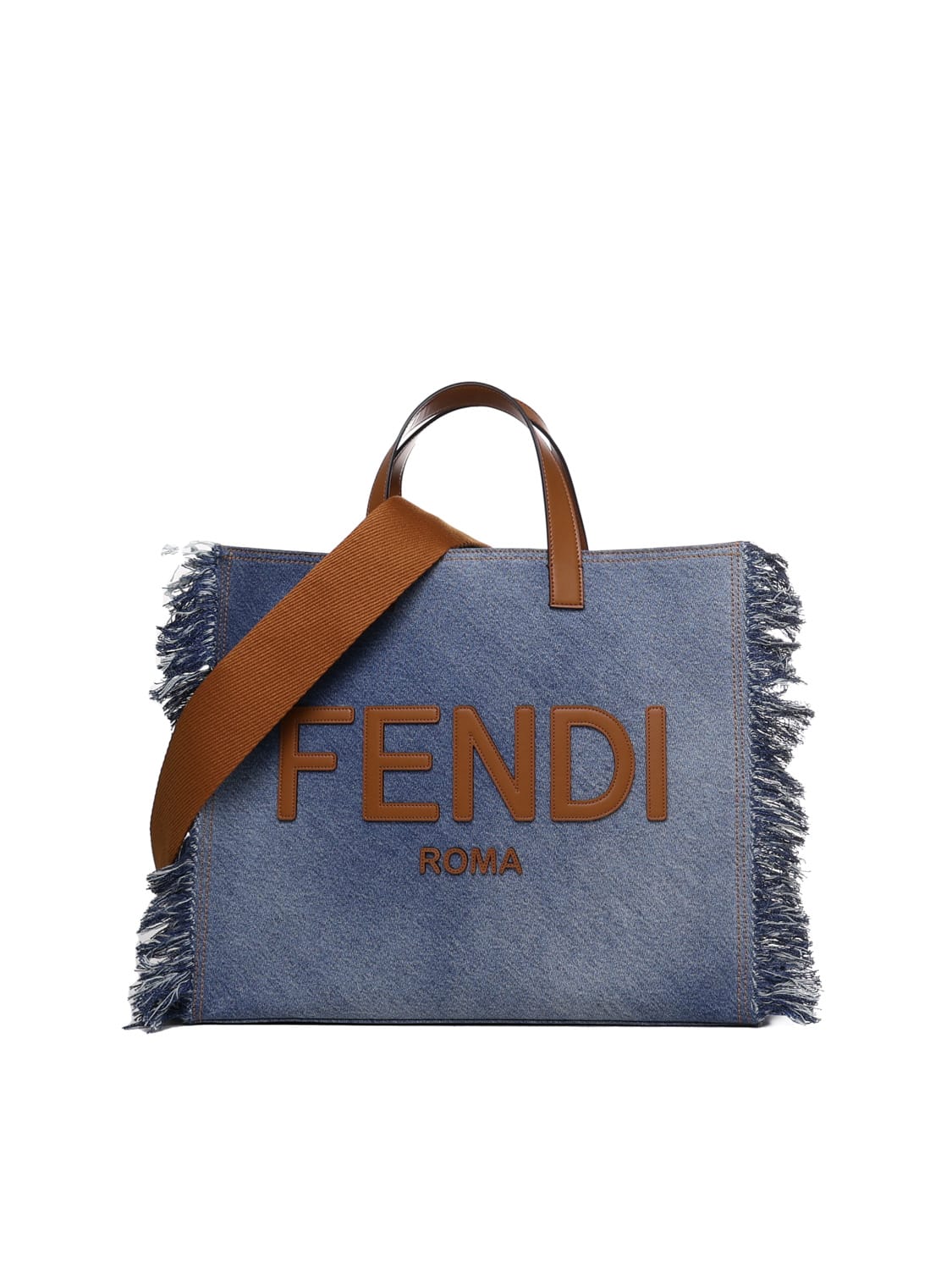 Fendi Large FF Jacquard Fringed Tote Bag