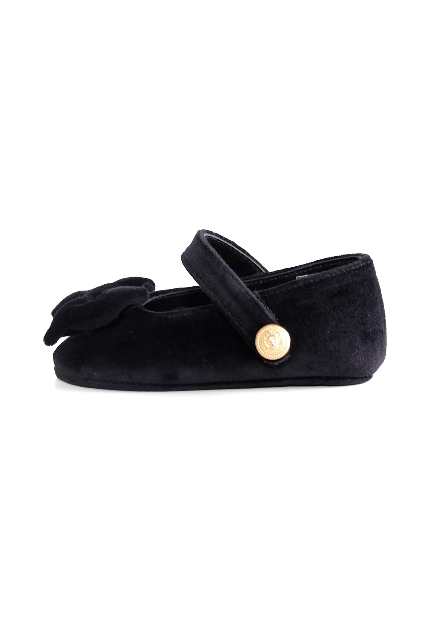 Balmain Black Ballet Flats For Baby Girl With Bow In Black