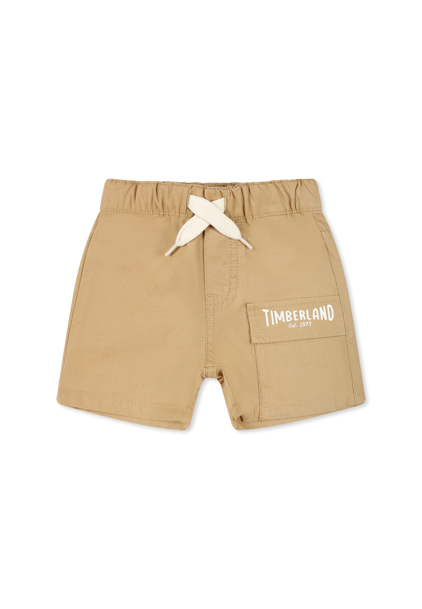 Timberland Beige Shorts For Baby Boy With Logo In Beige