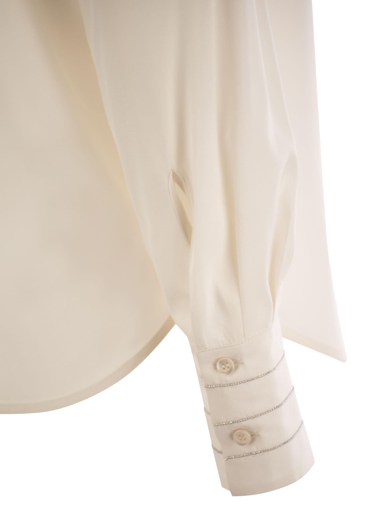 Peserico Silk Crepe Shirt In Pearl