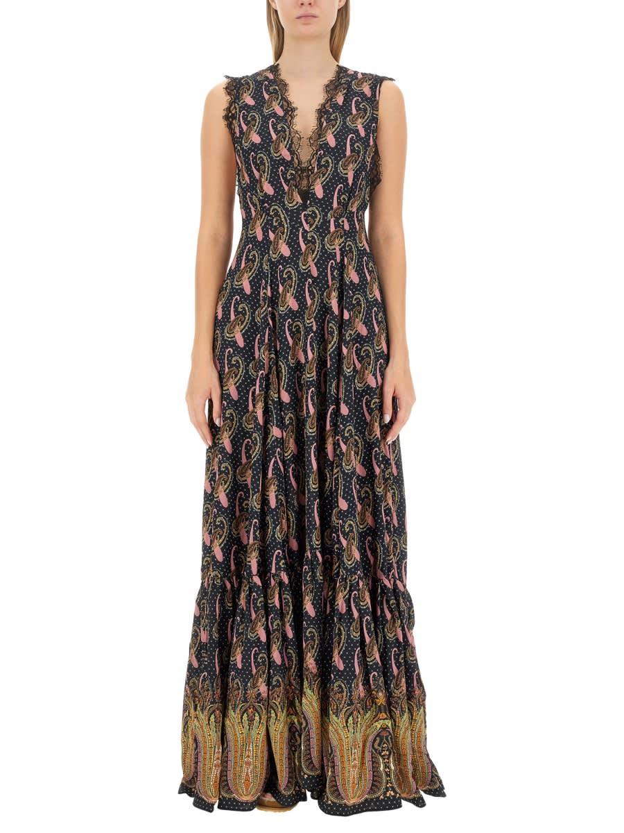 Shop Etro Sablè Long Dress In Black