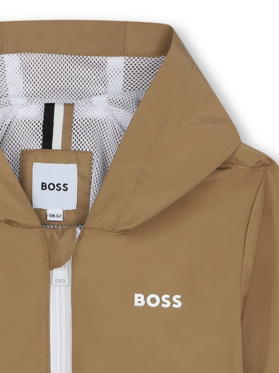 Hugo Boss K-way Con Cappuccio In Beige