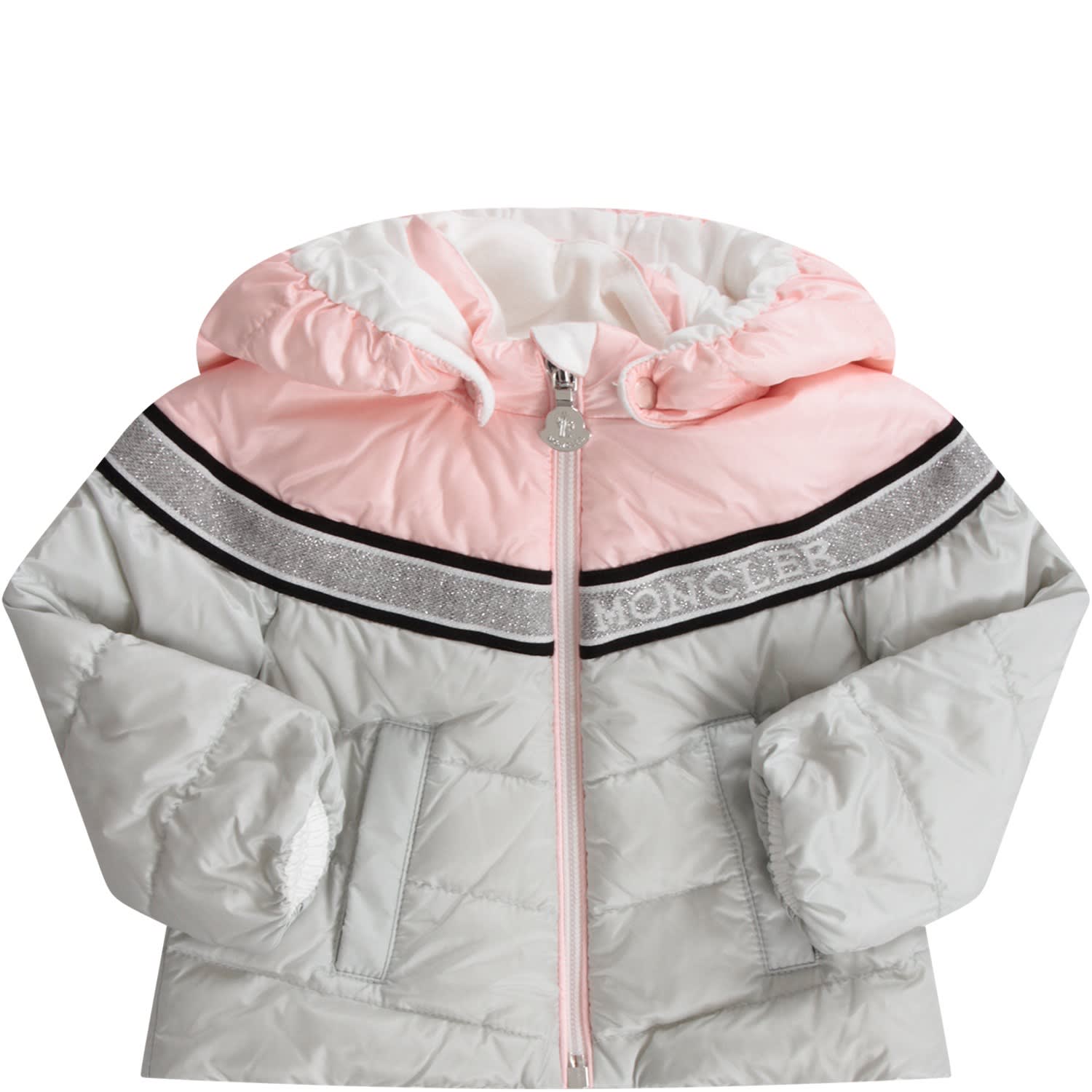 pink grey and white jacket
