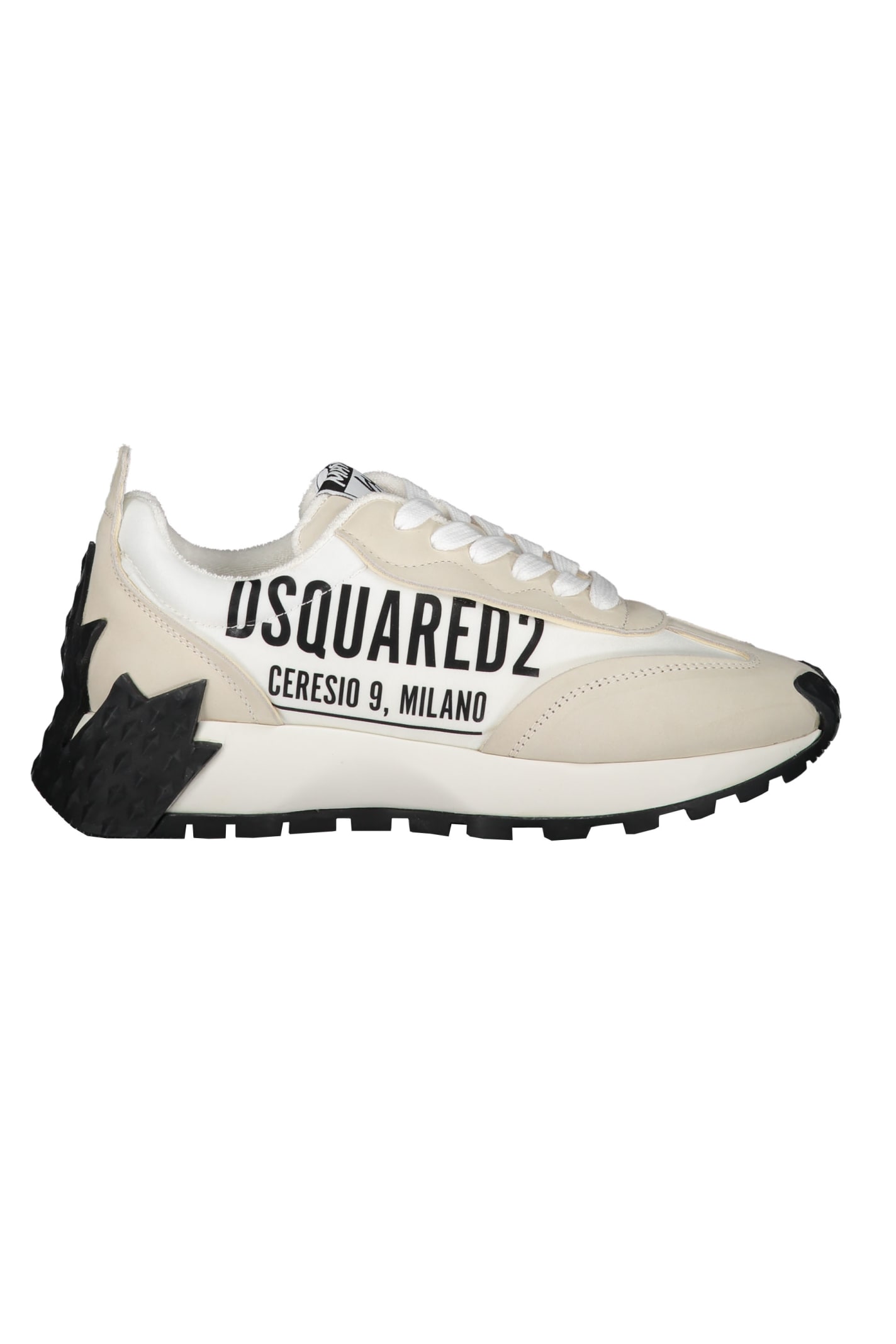 Dsquared2 Logo Detail Leather Sneakers In White