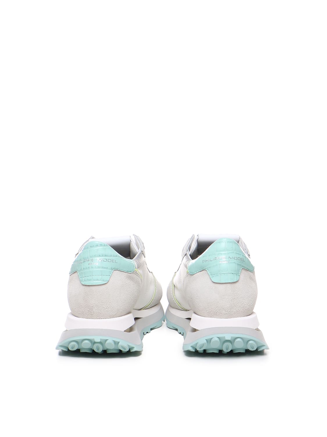 Shop Philippe Model Low Tropez Haute Sneakers In White, Light Blue