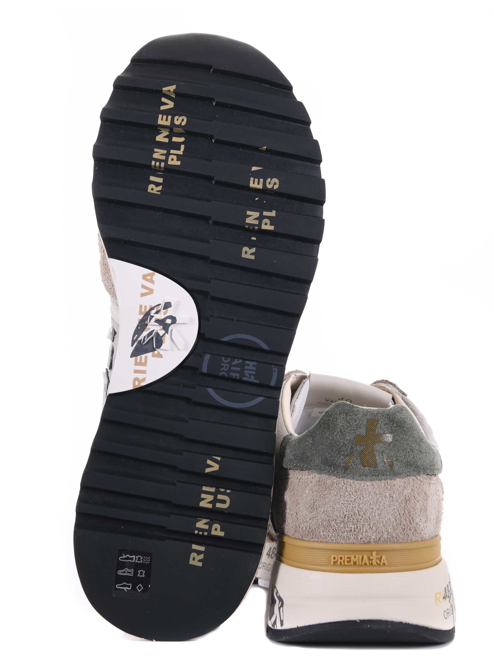 Shop Premiata Sneakers In Beige/grigio