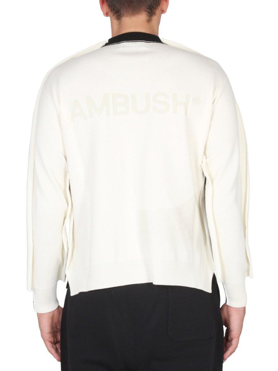 Shop Ambush Colour-block Knit Crewneck Sweater In Black