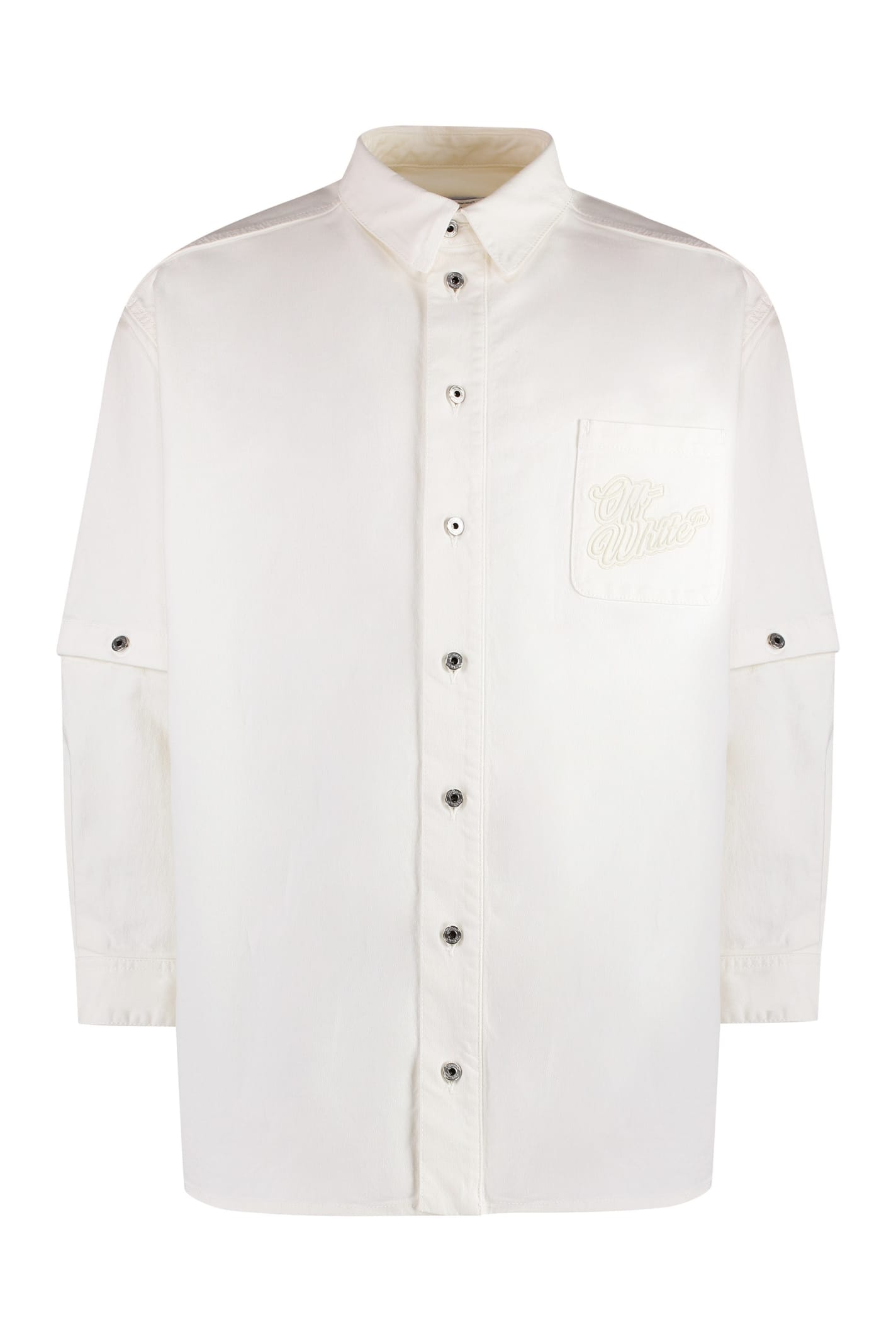 Shop Off-white Overshirt In Denim In White