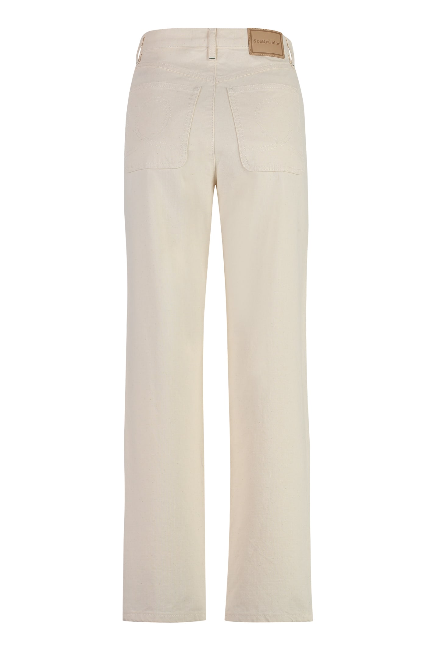 Shop See By Chloé Cotton Trousers In Ivory