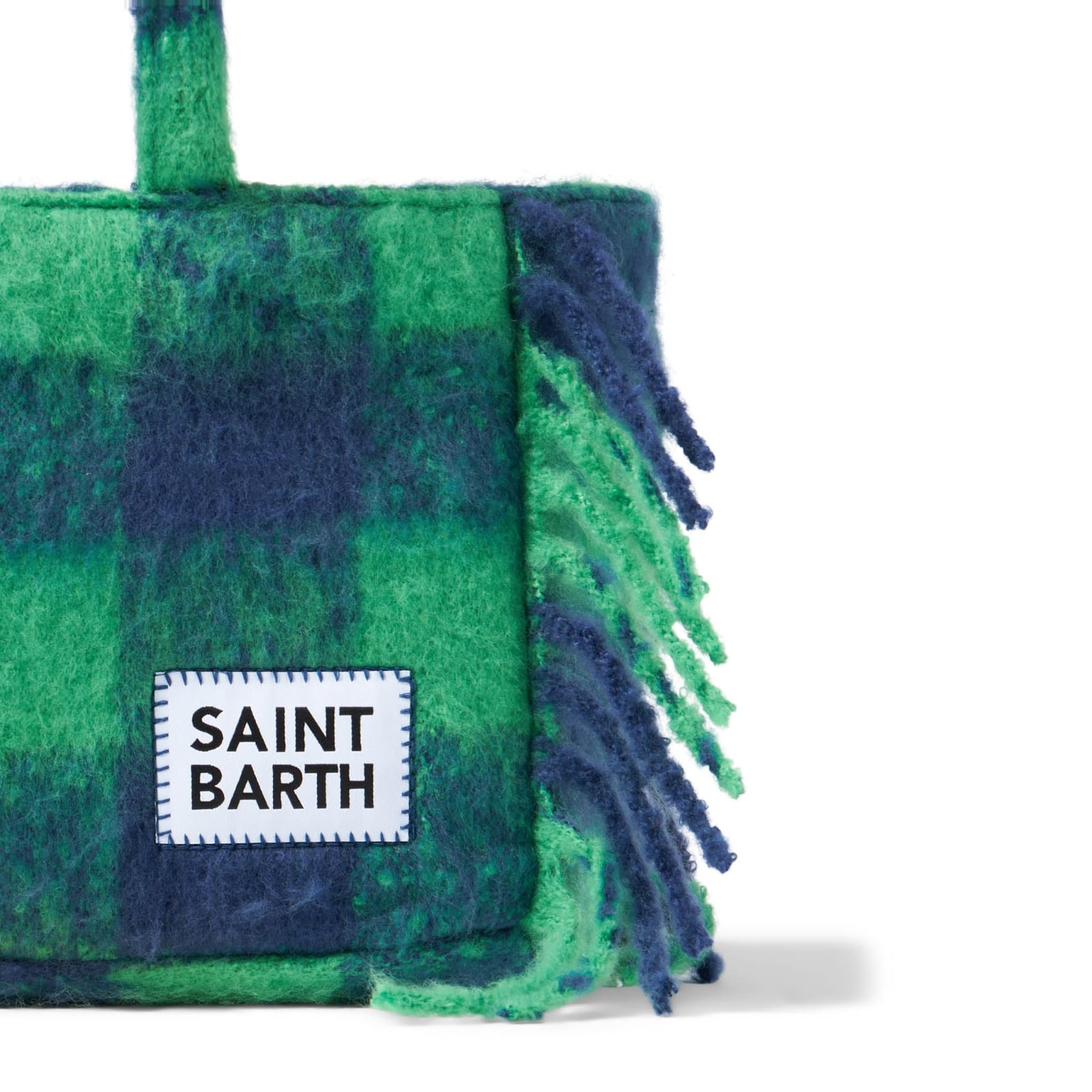 Shop Mc2 Saint Barth Colette Handbag With Green Tartan Print In Multicolor