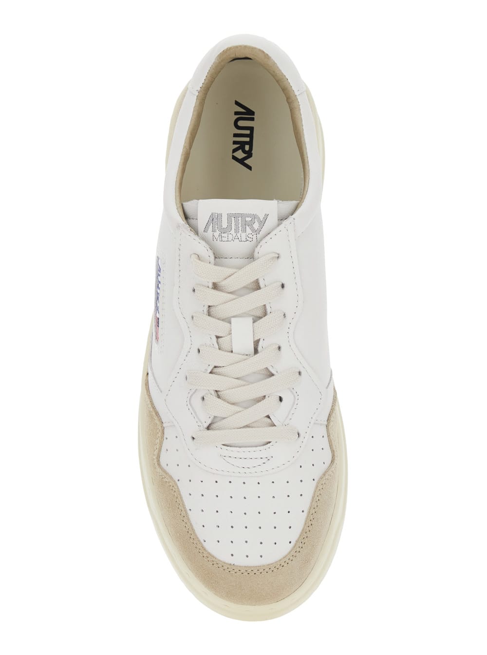 Autry Medalist Low Leather Suede Sneakers In White