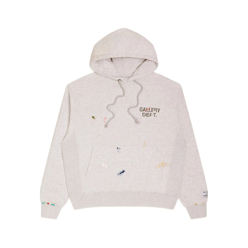 Gallery Dept. Logo-print Paint-splattered Cotton-jersey Hoodie In White