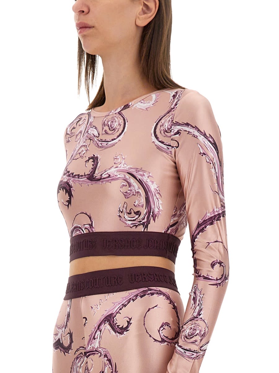 Versace Jeans Couture Top Cropped In Pink