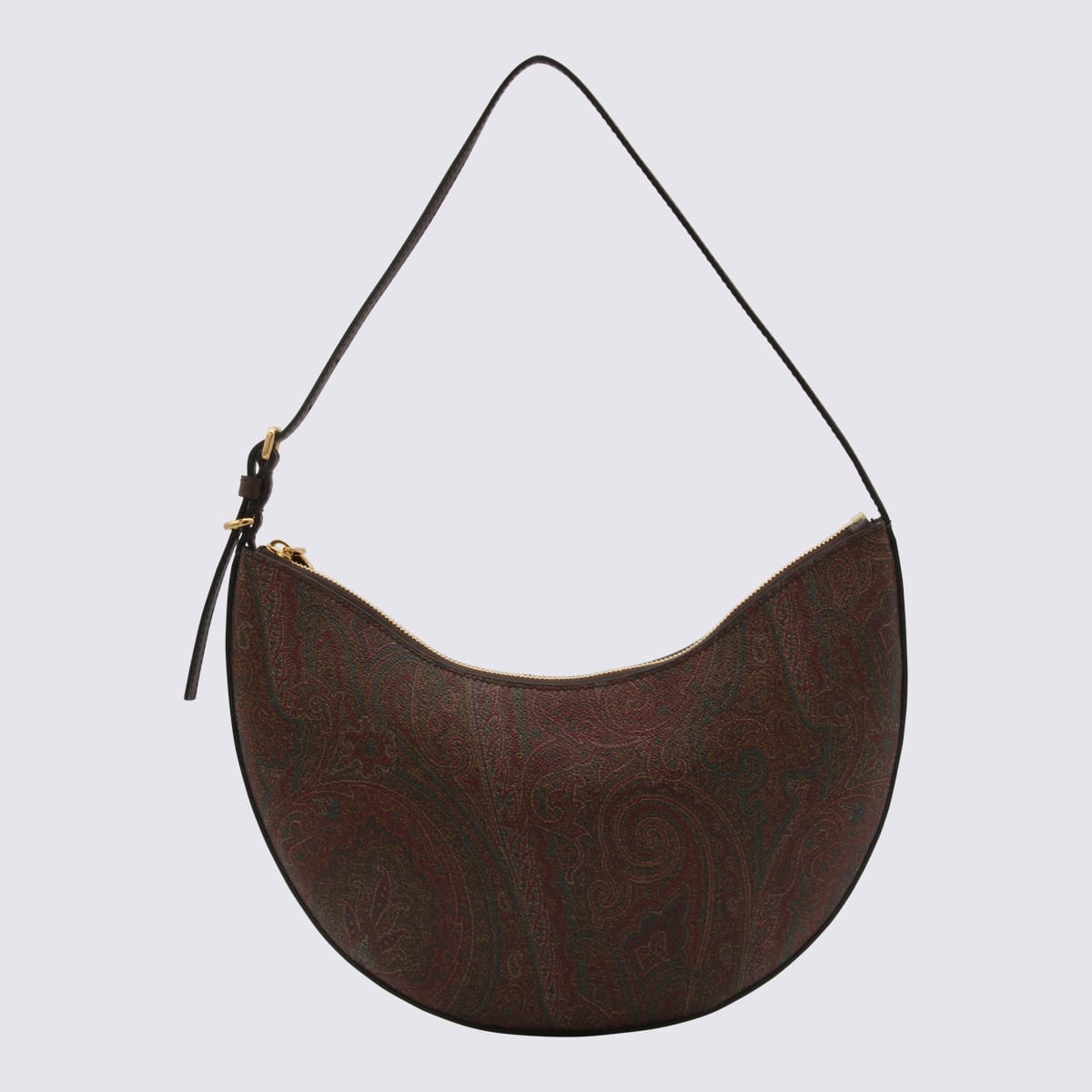 Shop Etro Brown Multicolour Faux Leather Shoulder Bag