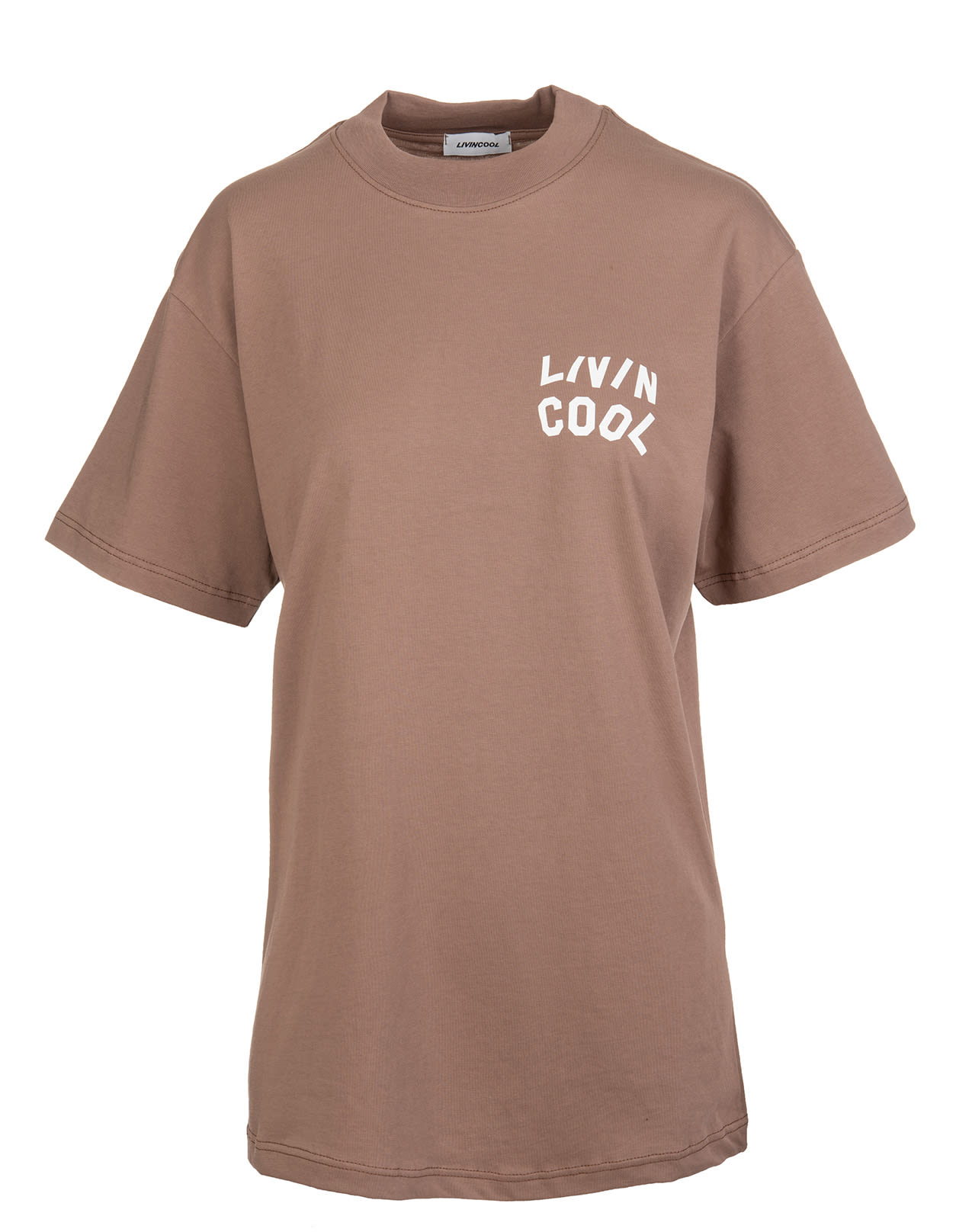 LIVINCOOL Woman Brown Oversize T-shirt With Logo