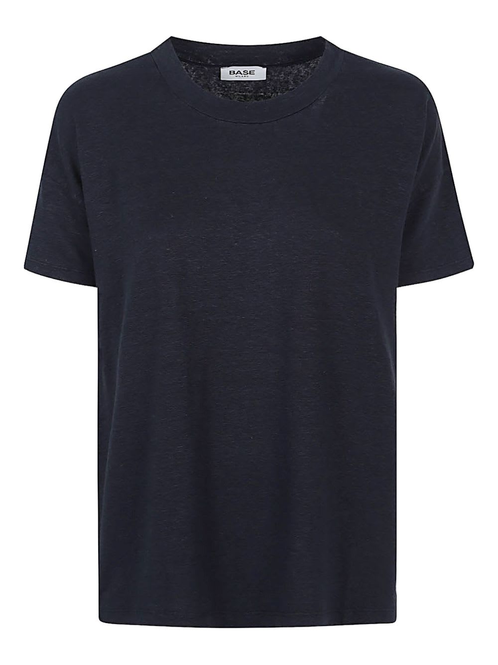 Base Crew-neck Linen T-shirt In Blue