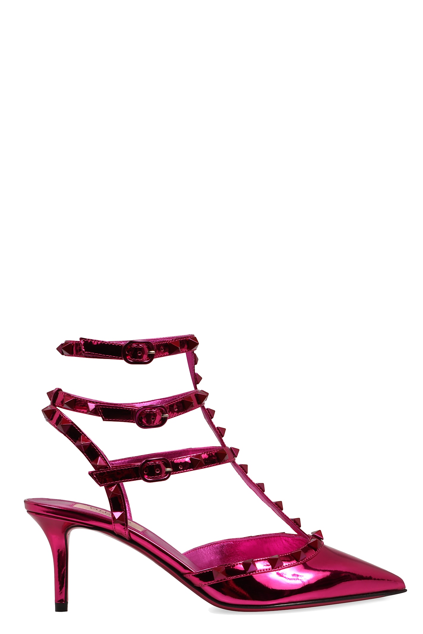 Valentino Rockstud Patent Leather Slingback Pumps In Fuchsia