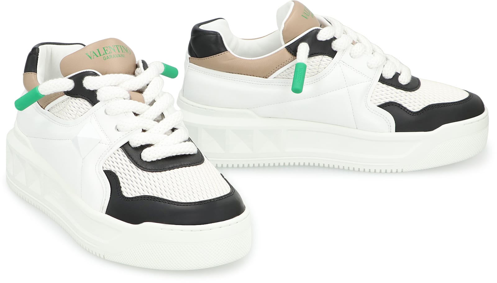 Valentino Stud Xl Low-top Sneakers With Contrasting Panels In White