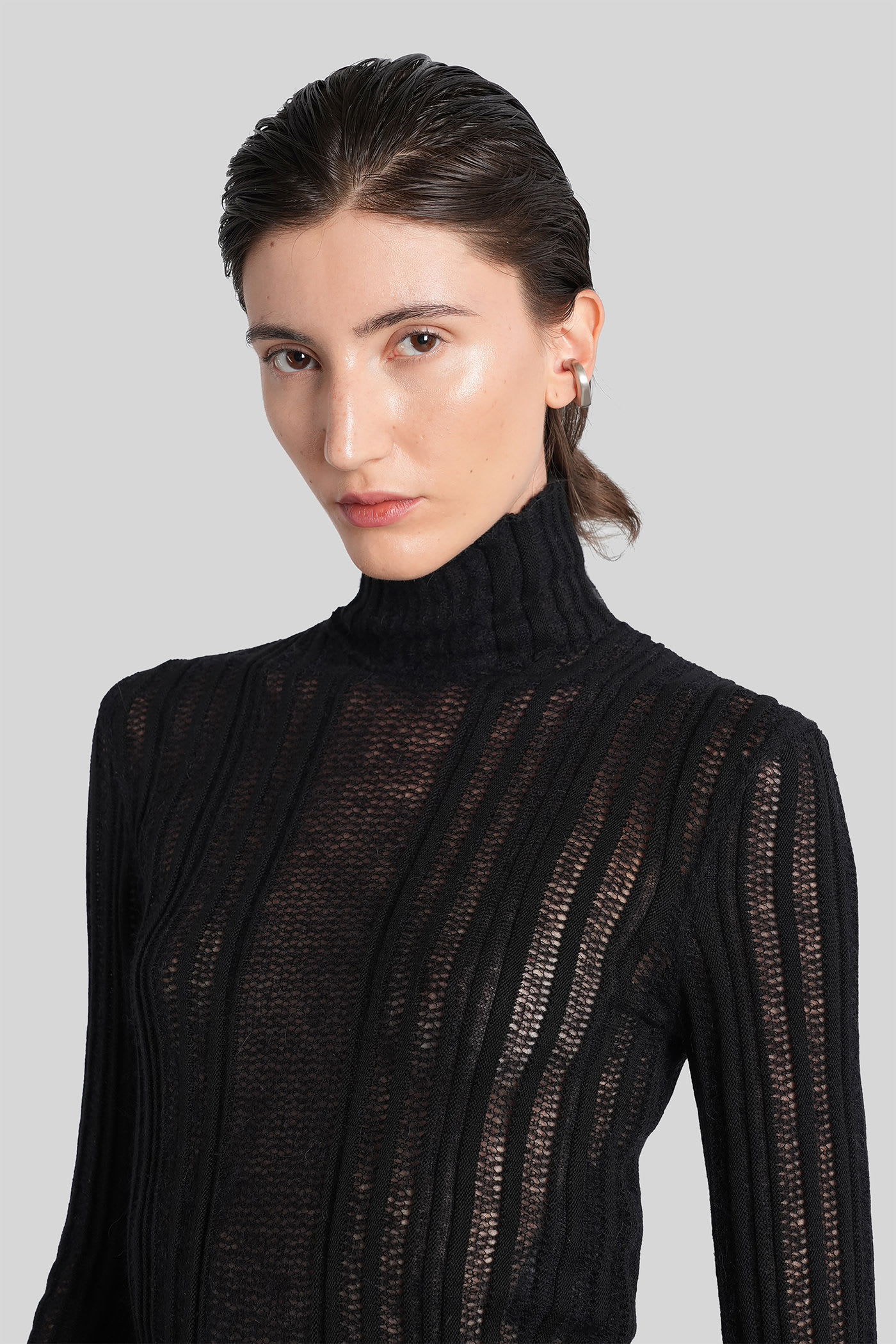 Ann Demeulemeester Aamu Knitwear In Black Cotton In Black