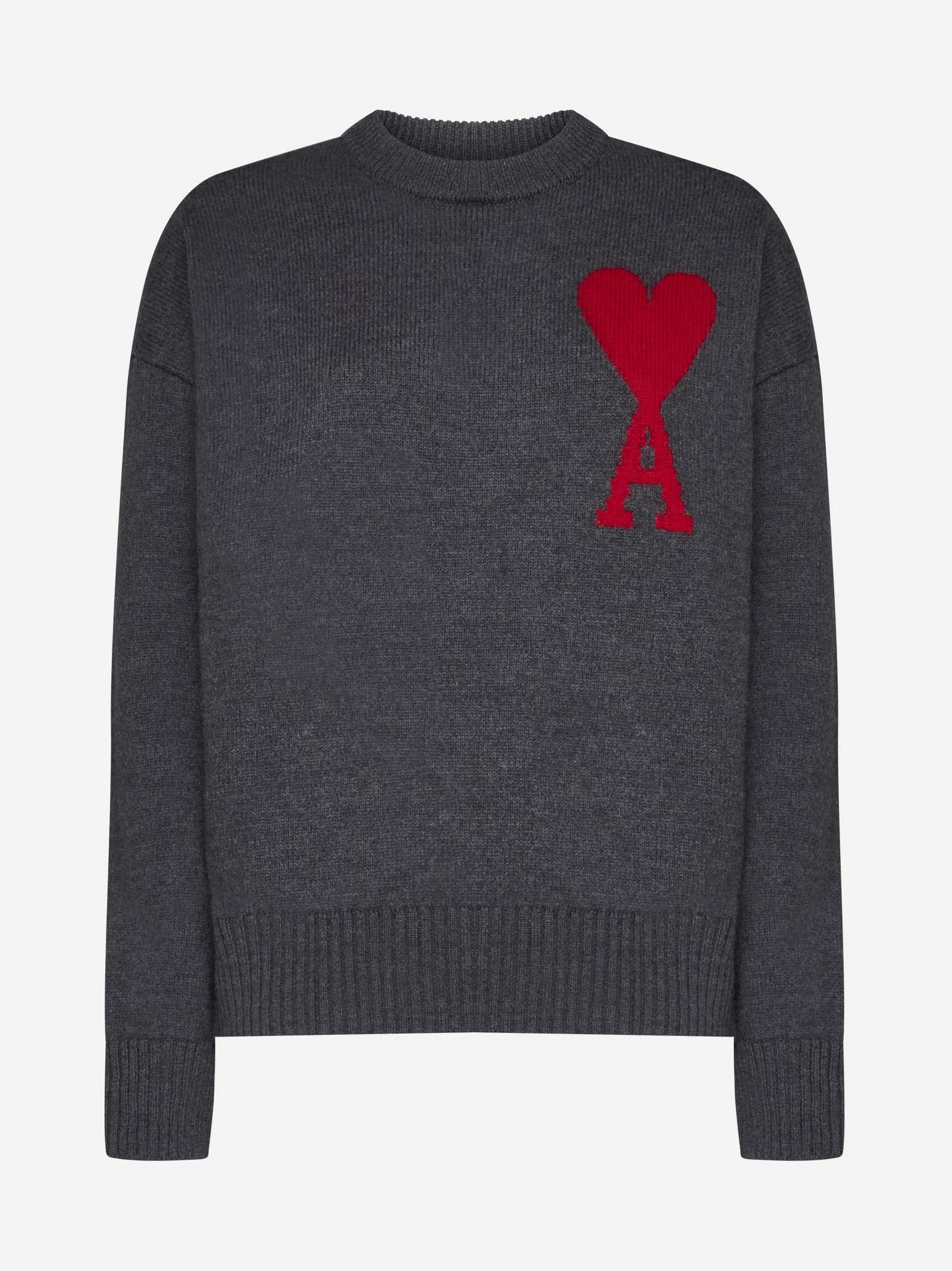 Shop Ami Alexandre Mattiussi Grey Virgin Wool Jumper